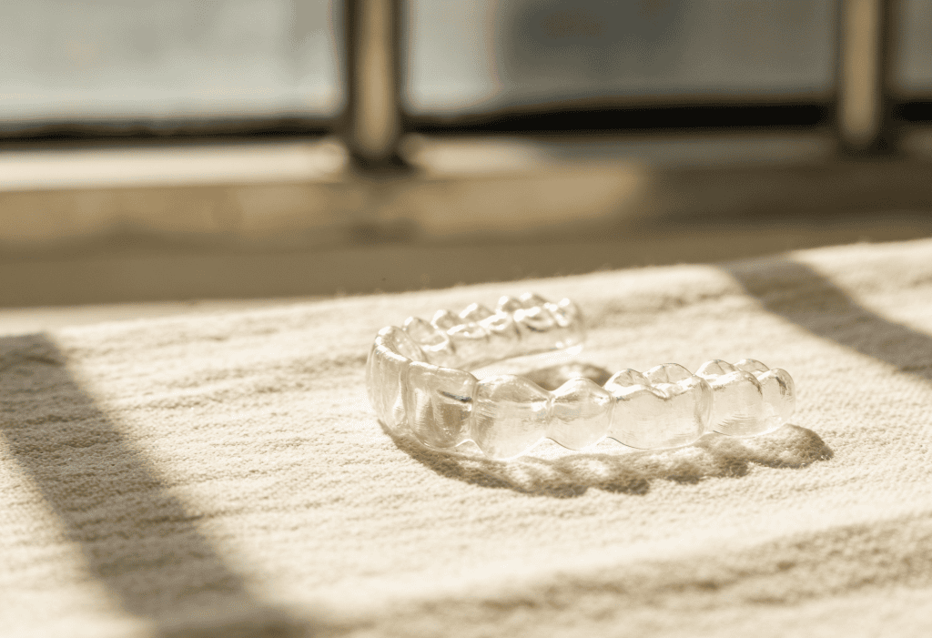 mouthguard resting in sunlight