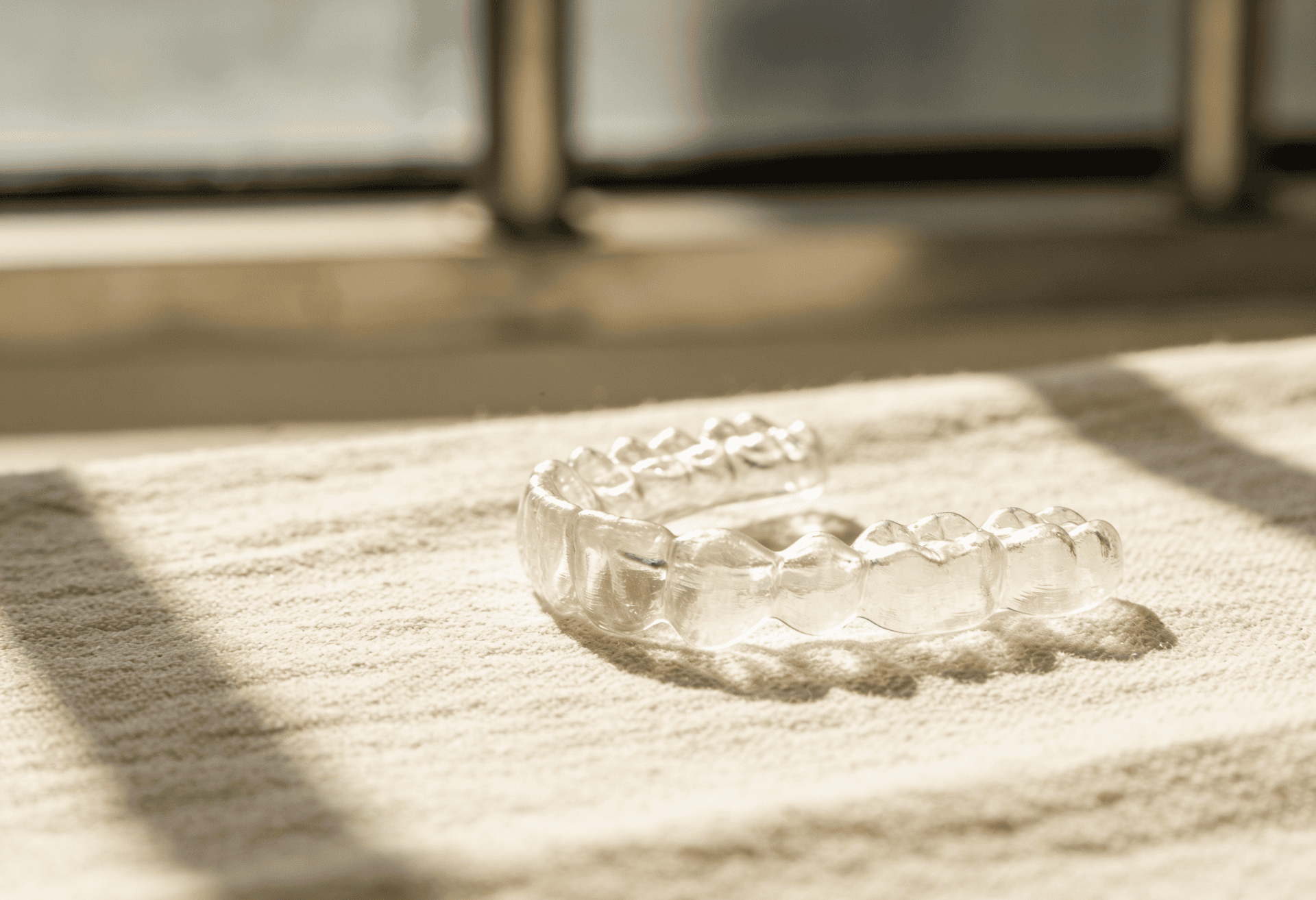 mouthguard resting in sunlight